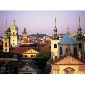 Spires and Towers on the City Skyline, Prague, Czech Republic, Europe 