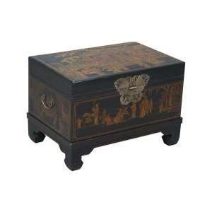  26 Antique Style End Table / Storage Trunk in Black 