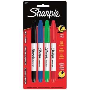   Marking Pens 32174PP Sharpie Twin Tip 4 Color Fine/