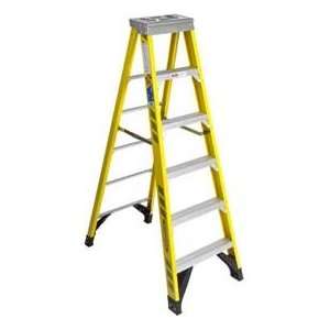  6 Fiberglass Step Ladder W/ Plastic Tool Tray