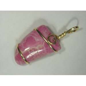 14ct. Gold Fill Wire Wrapped Argentine Rhodochrosite Pendant Lapidary 